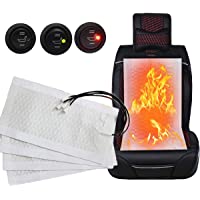 STYLINGCAR 4 Pcs Alfombras de Calefacción para el Asiento 12V Universal Calefactoras de Asiento con Redondas Interruptor…
